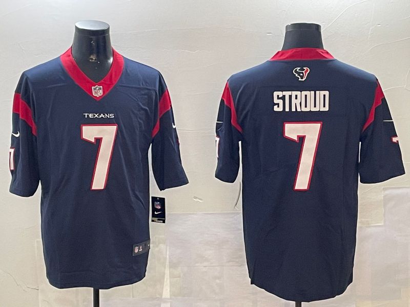 Men Houston Texans #7 Stroud Blue Second generation 2024 Nike Limited NFL Jersey style 0108